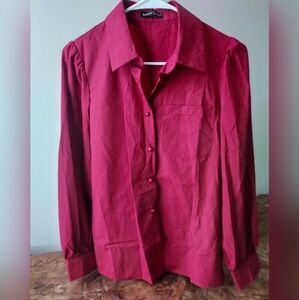 SHEIN Wine Color Button Down Top